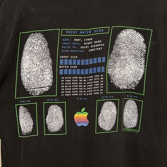 VTG Apple Expect The Impossible Mission Impossible Black T shirt Sz L - Picture 4 of 11